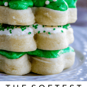 Soft Shamrock shaped sugar cookie stacked