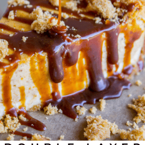pumpkin cheesecake with caramel sauce.