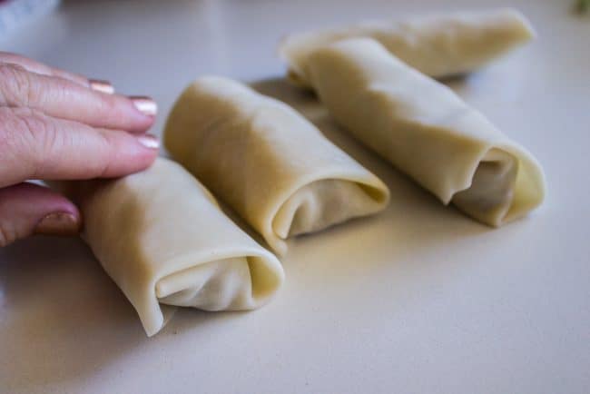 how to roll cheeseburger egg rolls.