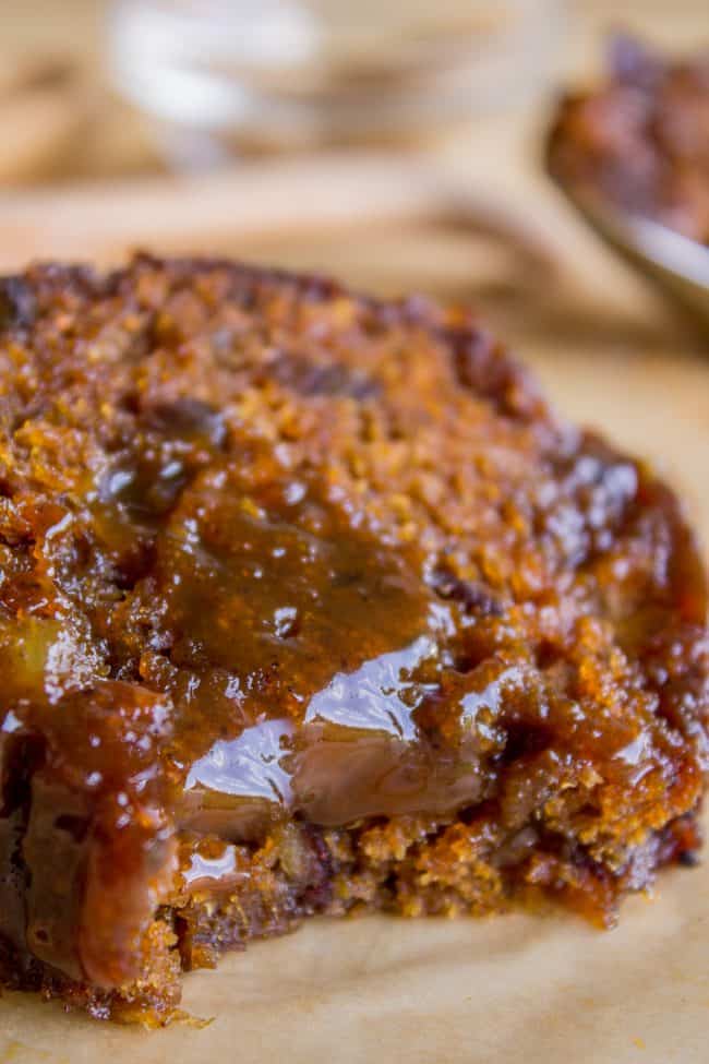 Cranberry gingerbread Christmas pudding with ginger sauce