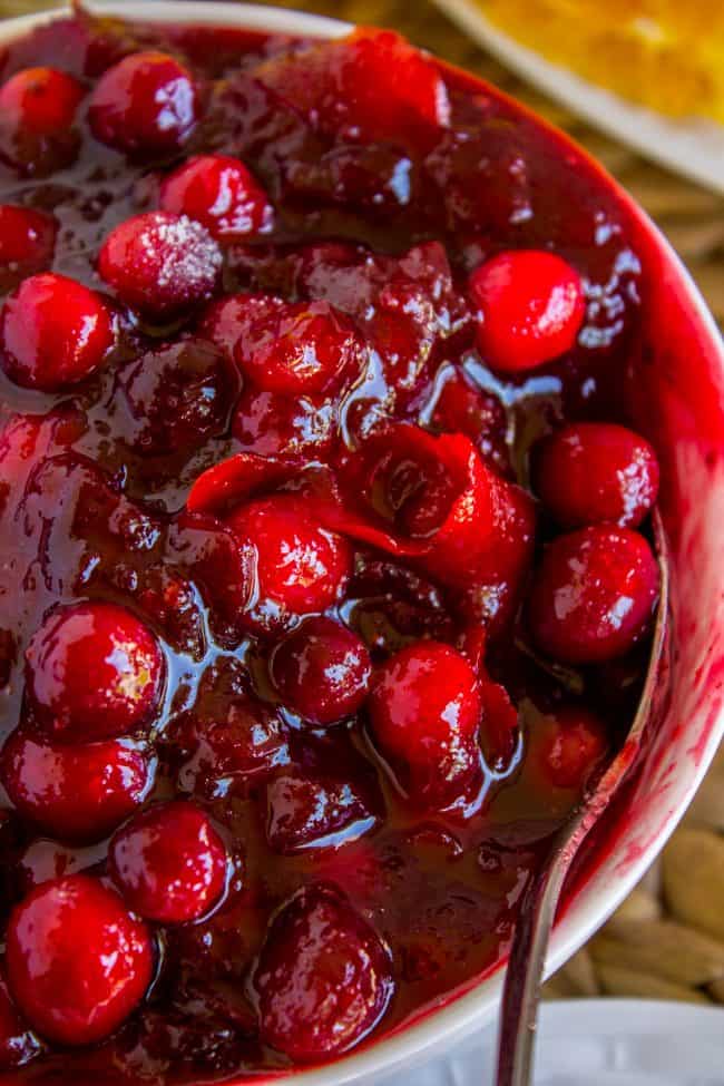 a bowl of homemade cranberry sauce.