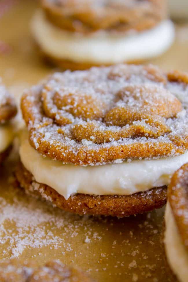 ginger cookie sandwich with frosting in center