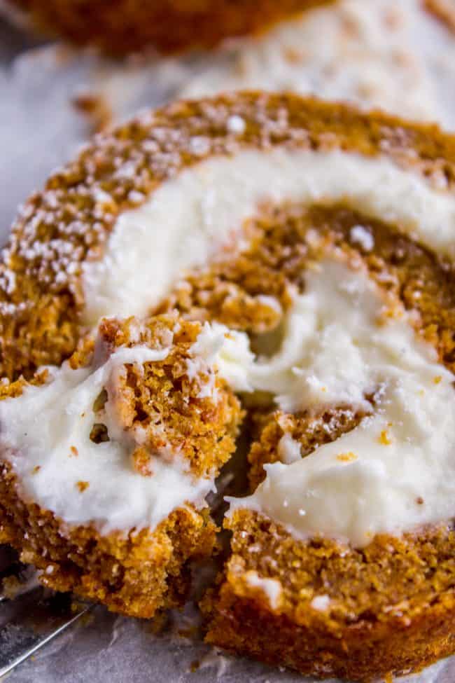 pumpkin roll with cream cheese frosting. 