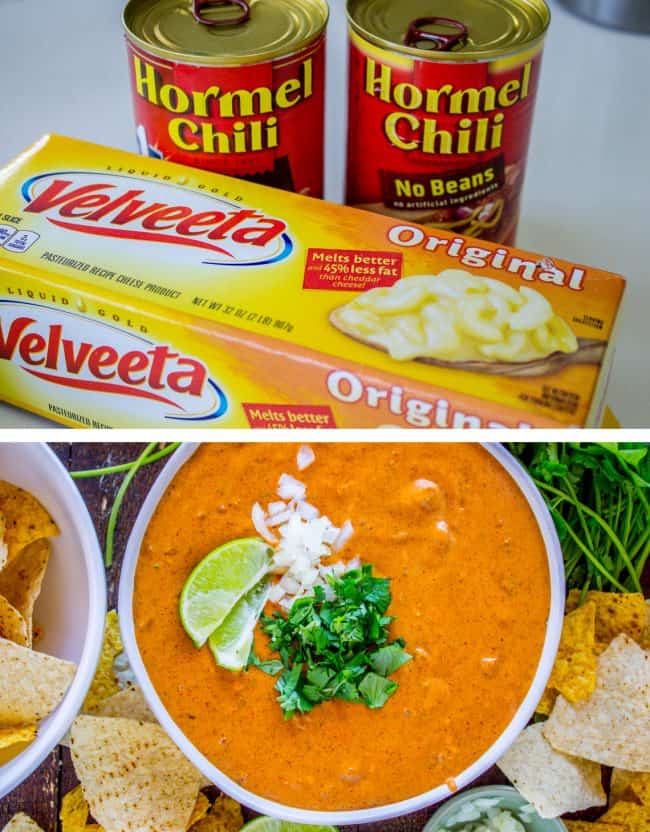 Velveeta & hormel chili for dip