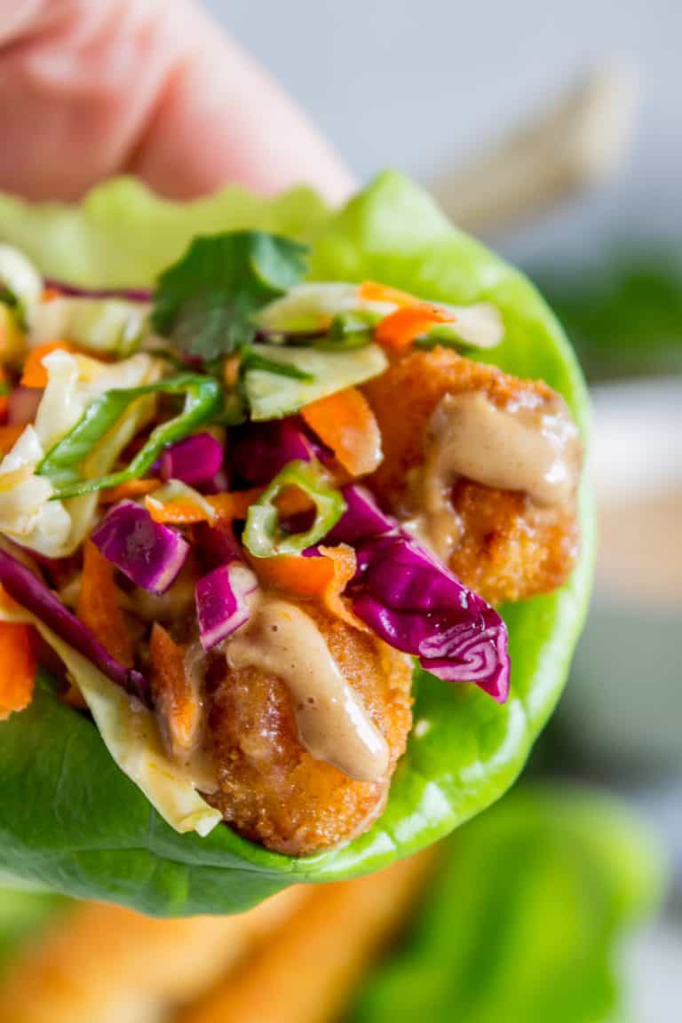 Thai Lettuce Wraps with Crispy Fish & Peanut Sauce The Food Charlatan