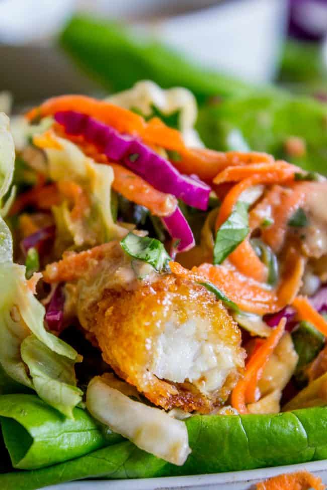 Thai Lettuce Wraps with Crispy Fish & Peanut Sauce - The ...