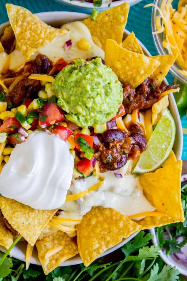 Ultimate Chili Nachos with Queso and Guacamole - The Food Charlatan