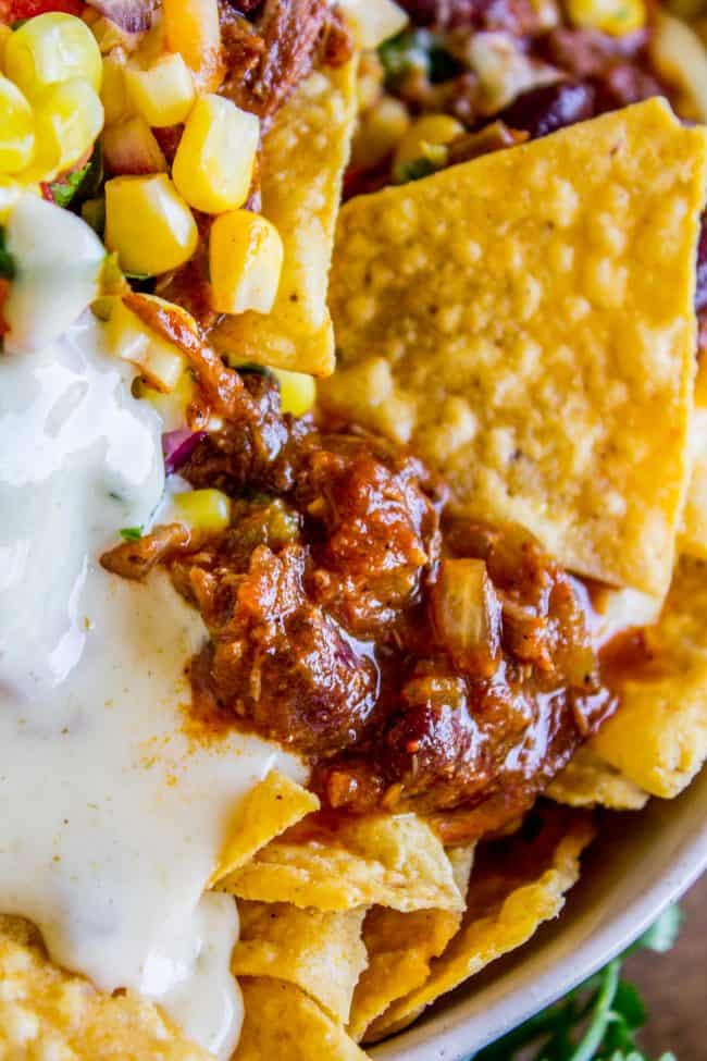 Ultimate Chili Nachos with Queso and Guacamole - The Food Charlatan