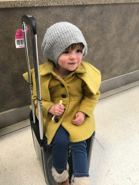 Riding luggage in airport