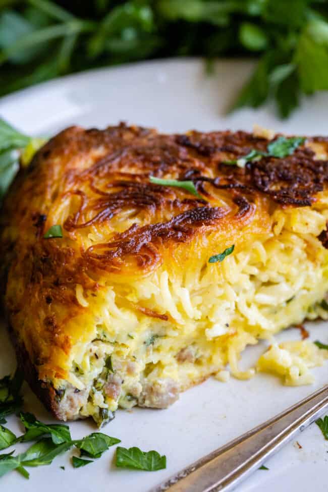 Easy 30-Min Pasta Frittata w/Sausage and Parmesan -The Food Charlatan