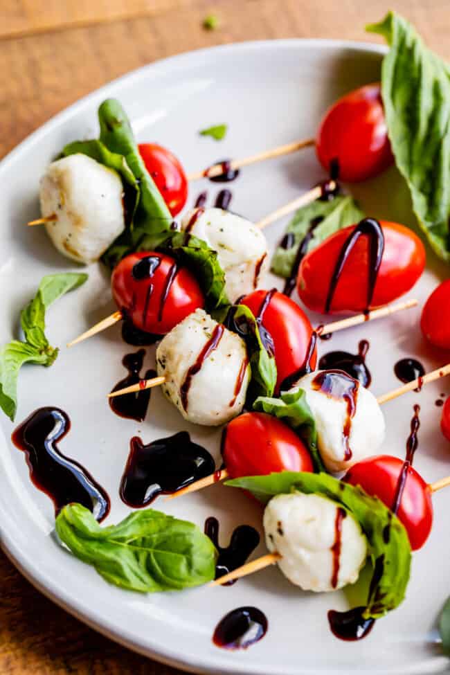 Caprese Salad Skewers Appetizer - The Food Charlatan