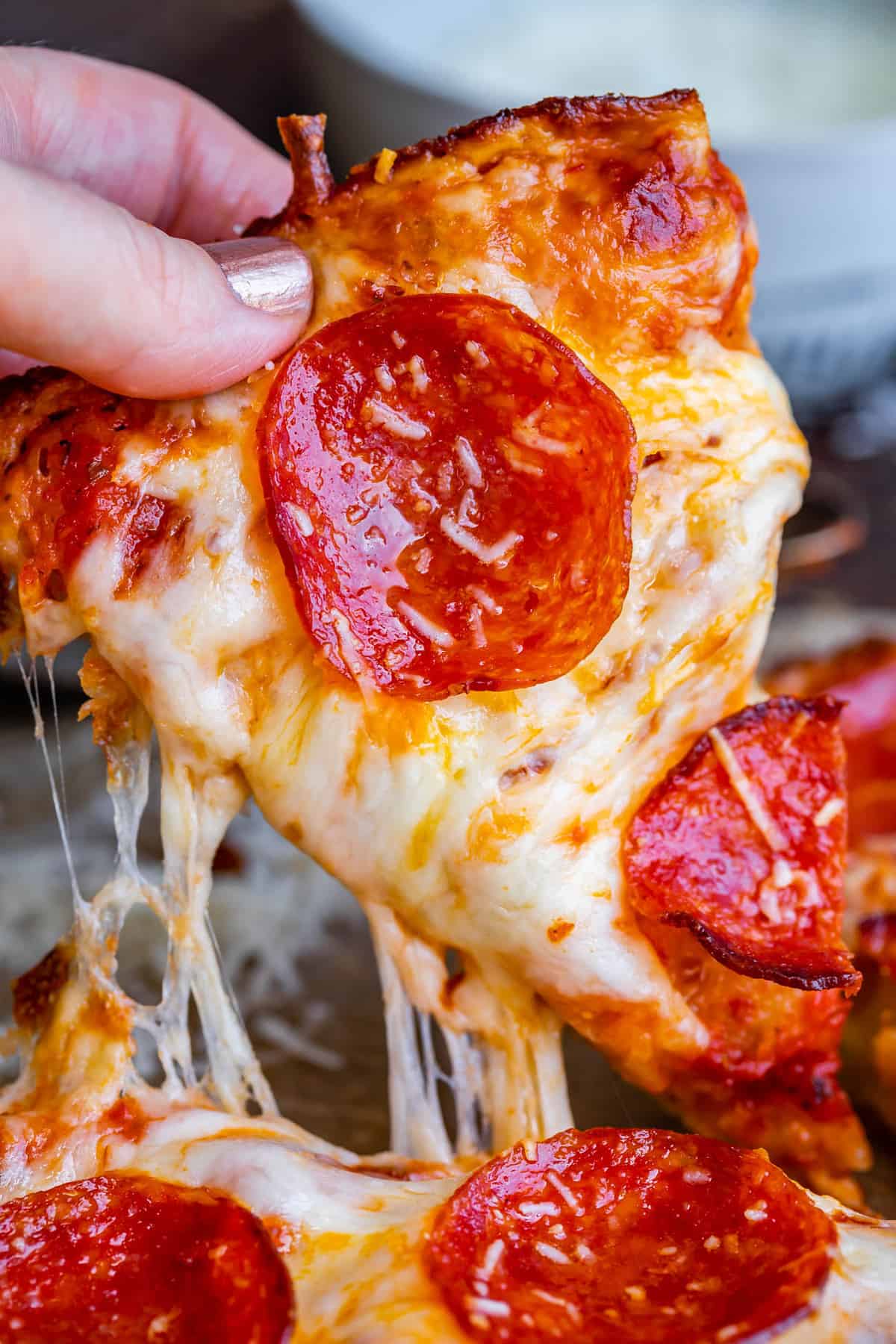 pan pizza with pepperoni and cheese.
