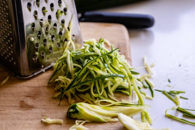using a box grater to make zucchini "noodles
