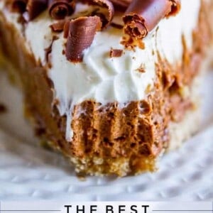 slice of French silk pie with whipped cream