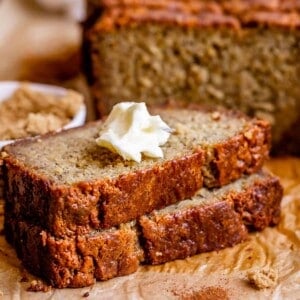 2 slices of super moist banana nut bread