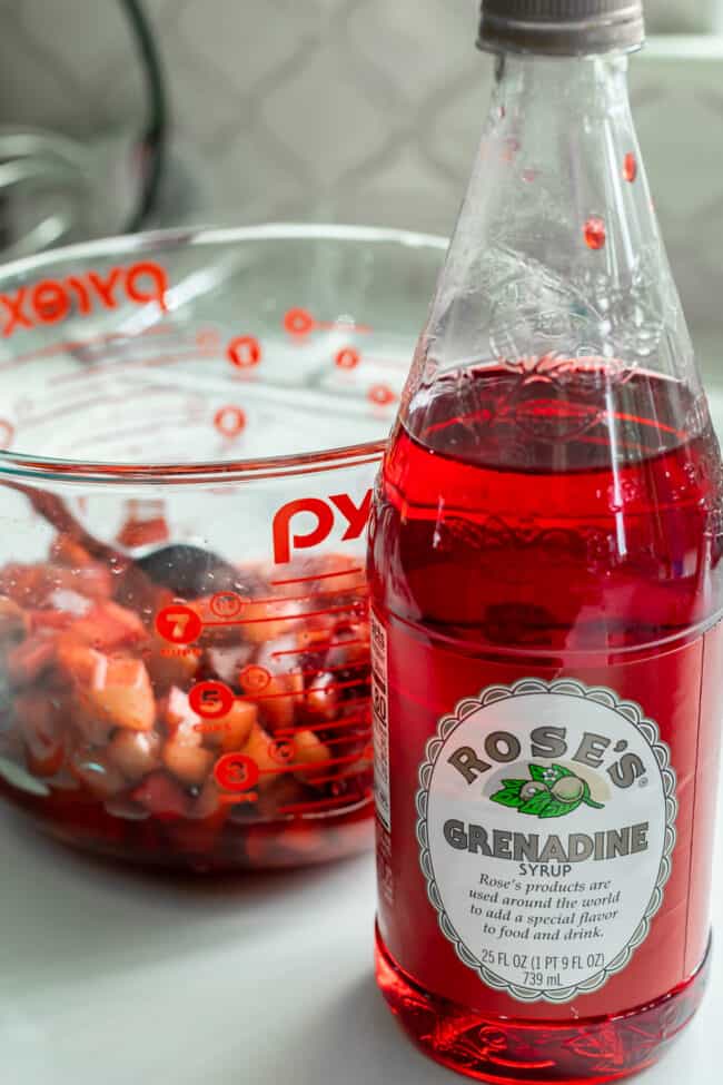 grenadine syrup for rhubarb bars with shortbread pastry