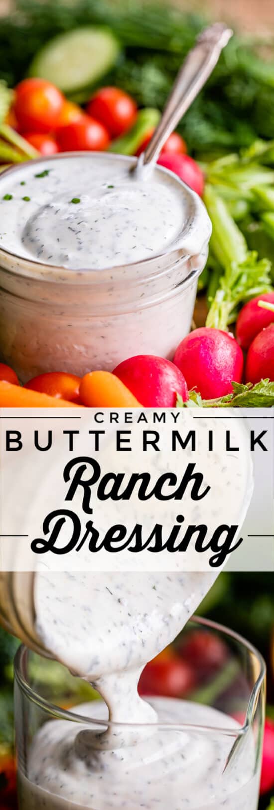 buttermilk ranch dressing surrounded by fresh veggies