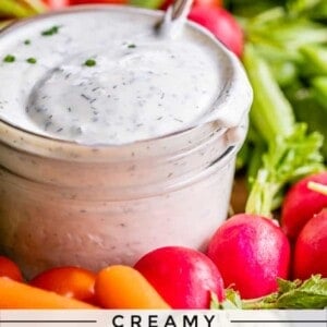 homemade buttermilk ranch dressing with veggies