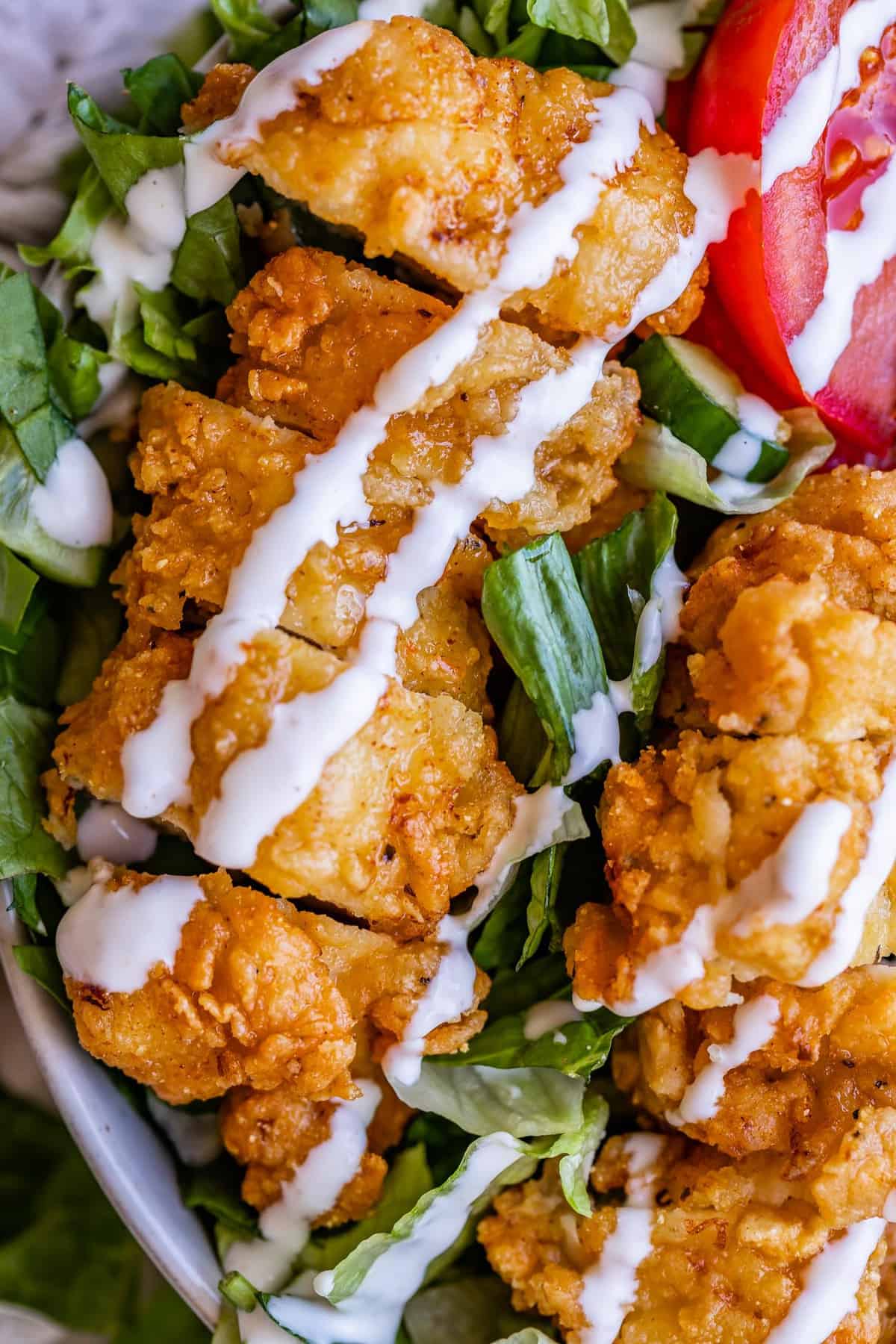 Crispy Chicken Salad with Buttermilk Ranch - The Food Charlatan