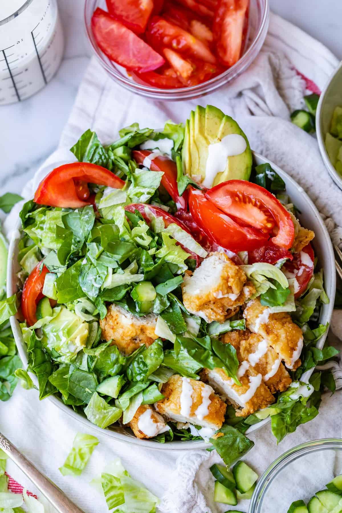 Crispy Chicken Salad with Buttermilk Ranch - The Food Charlatan