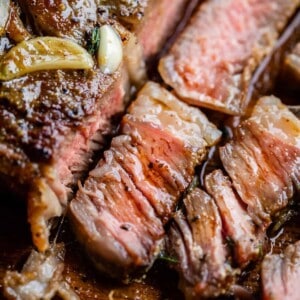 5 slices of ribeye steak, medium rare