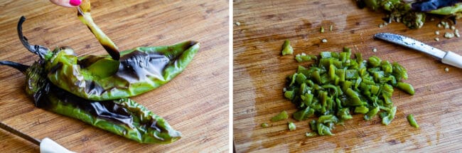 roasted and chopped Anaheim peppers.