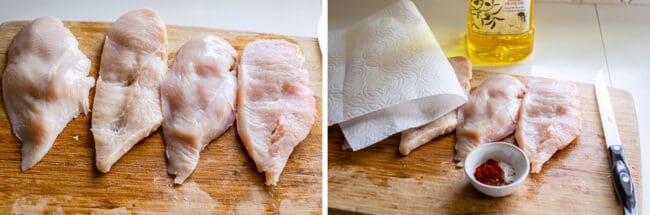 chicken cutlets patted dry with paper towels.