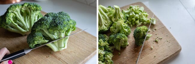 how to chop broccoli into florets.