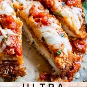 best chicken parmesan recipe topped with cheese and sauce