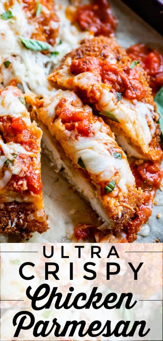 best chicken parmesan recipe topped with cheese and sauce