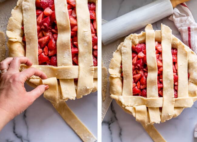 lattice pie crust with strawberry pie
