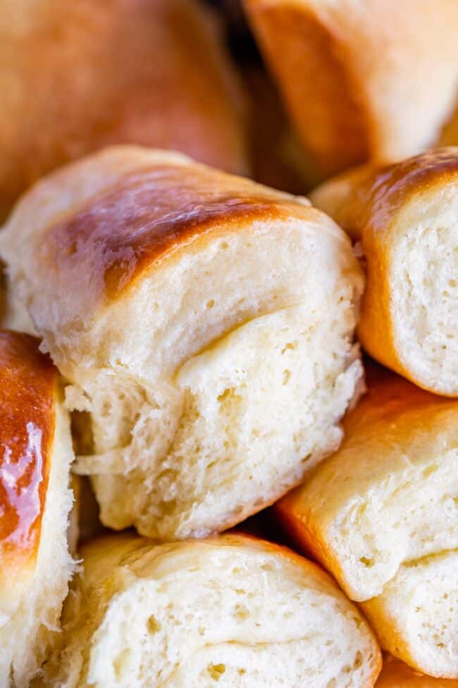 Side view of parker house rolls.