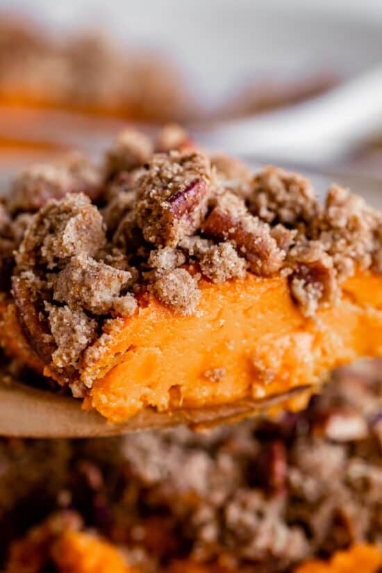 Baked Sweet Potato Casserole with Pecan Topping - The Food Charlatan