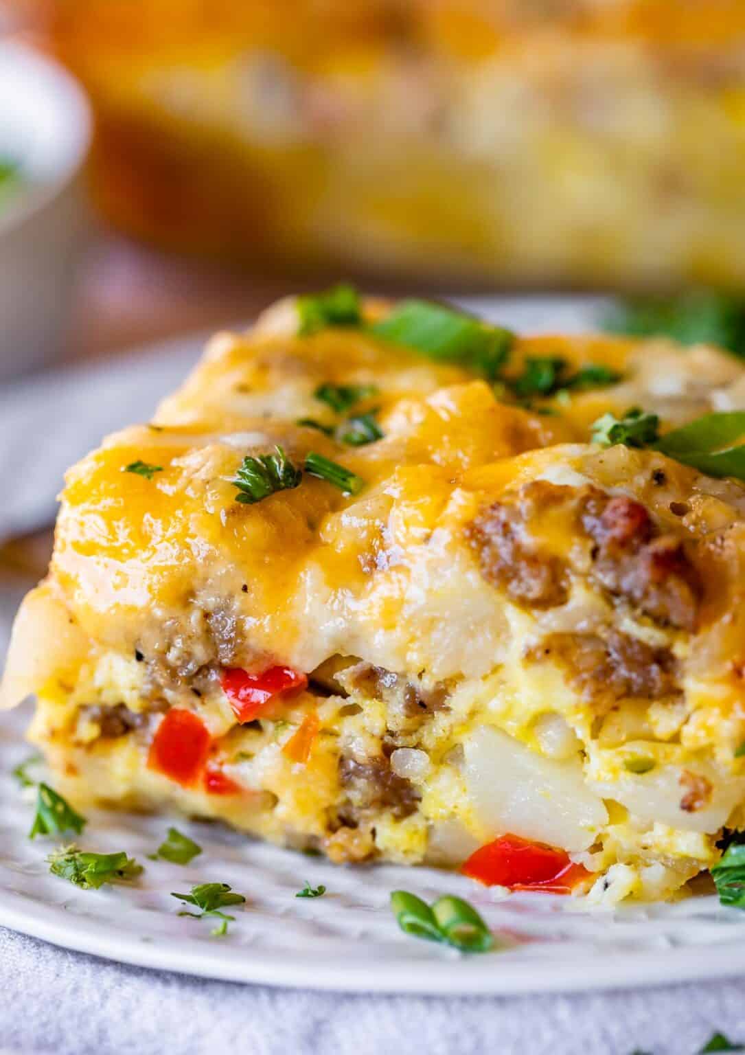 Easy Overnight Breakfast Casserole with Sausage - The Food Charlatan