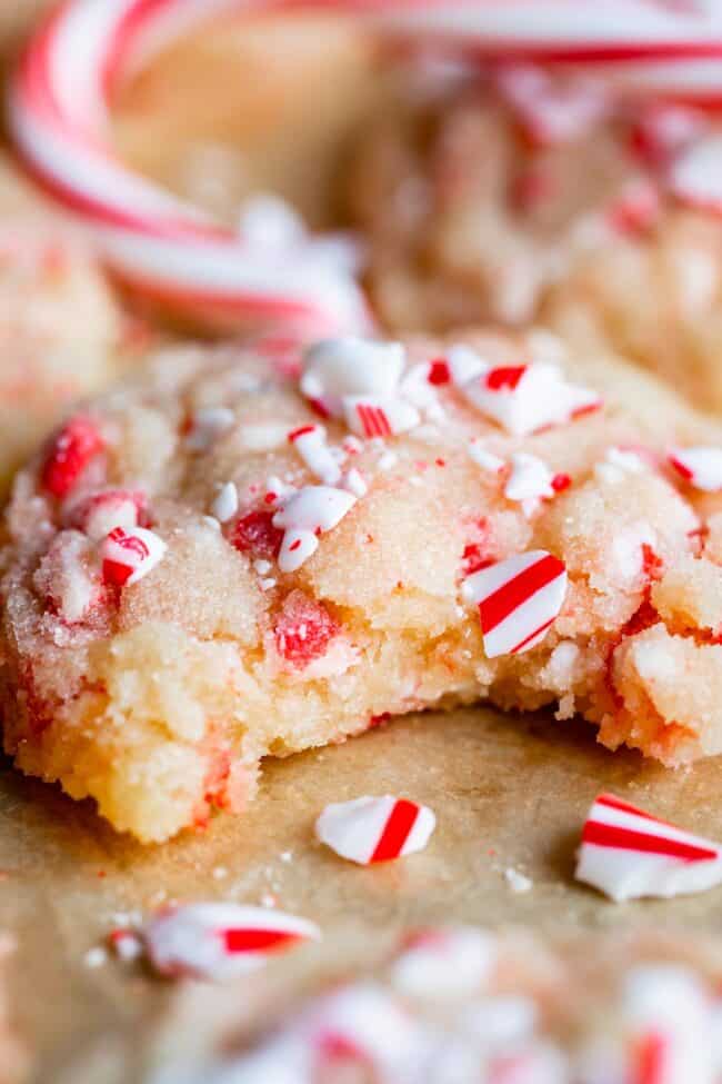 a bite taken out of peppermint cookie recipe