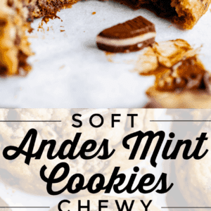 andes mint cookies on a pan with a bite taken out