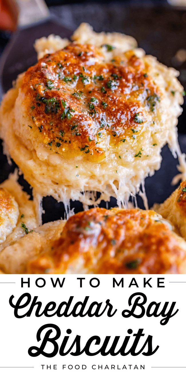 cheddar biscuits with garlic butter and parsley.