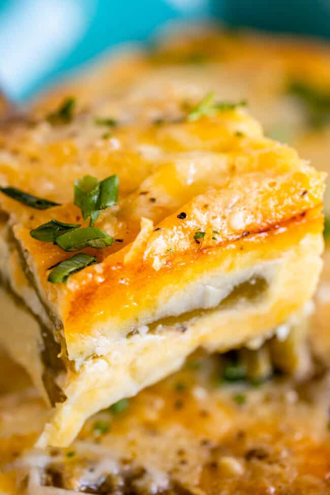 crispy edge of chile relleno casserole.