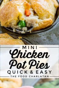 Individualized chicken pot pie with bit taken out