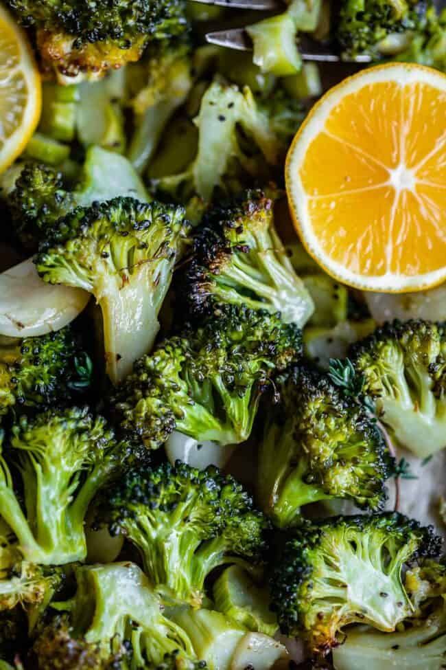 roasted broccoli recipe with garlic and a lemon.