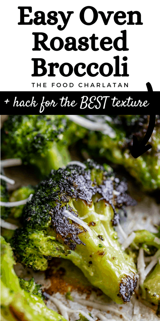 roasted broccoli recipe with parmesan on a sheet pan