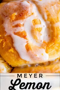 close up of meyer lemon sweet rolls photographed from above