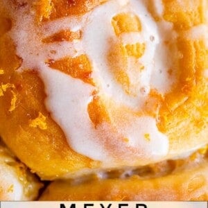close up of meyer lemon sweet rolls photographed from above