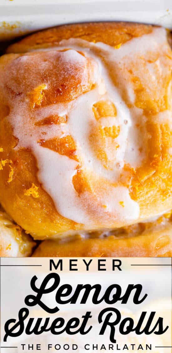 close up of meyer lemon sweet rolls photographed from above