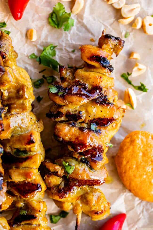 Easy Grilled Thai Chicken Skewers (With Peanut Sauce!)