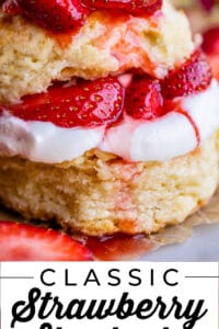 classic strawberry shortcake with whipped cream and biscuits