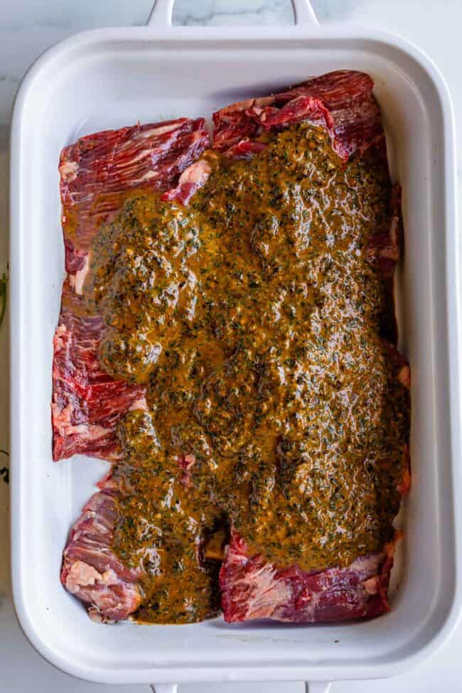 outside skirt steak in a carne asada marinade