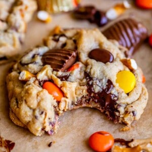 chocolate chip pretzel cookies with reese's pieces