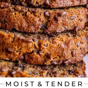 chocolate chip zucchini bread sliced