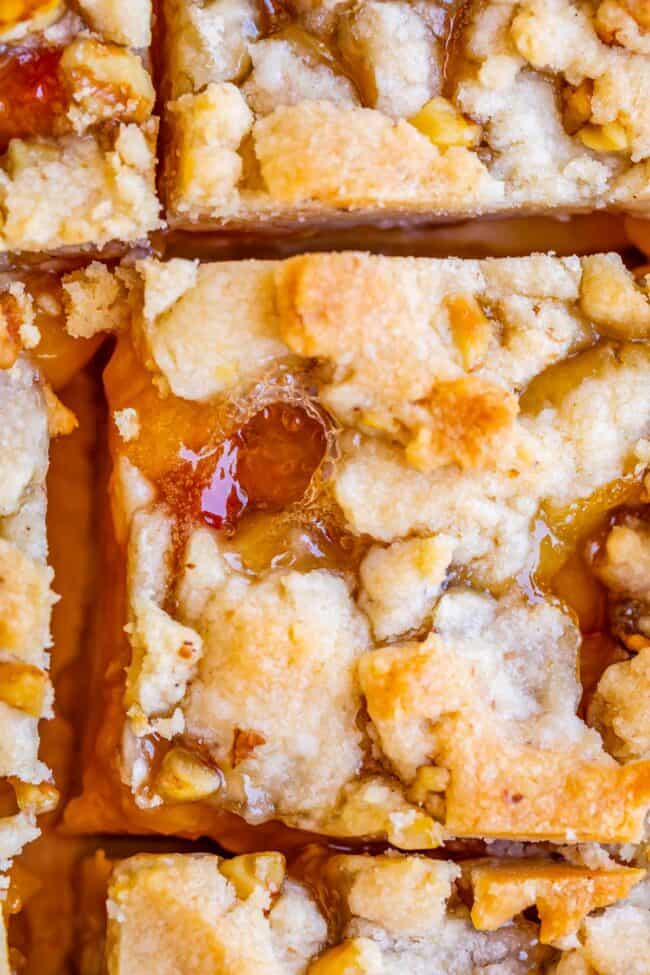 rainier cherry bars with crumble and walnuts